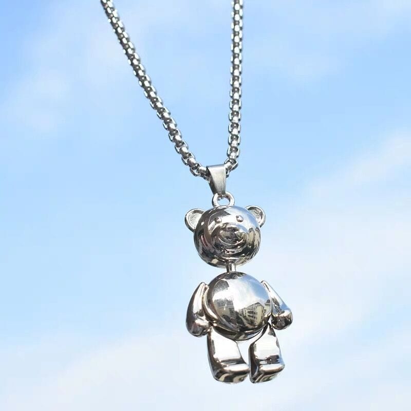 DRESSCODE Chrome Dancin' Bear Necklace