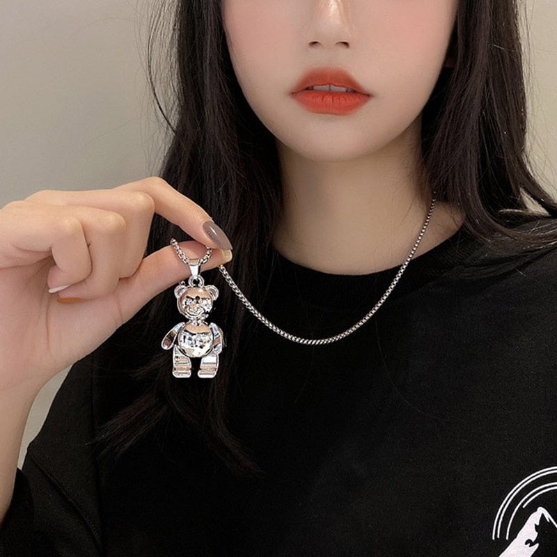 DRESSCODE Chrome Dancin' Bear Necklace